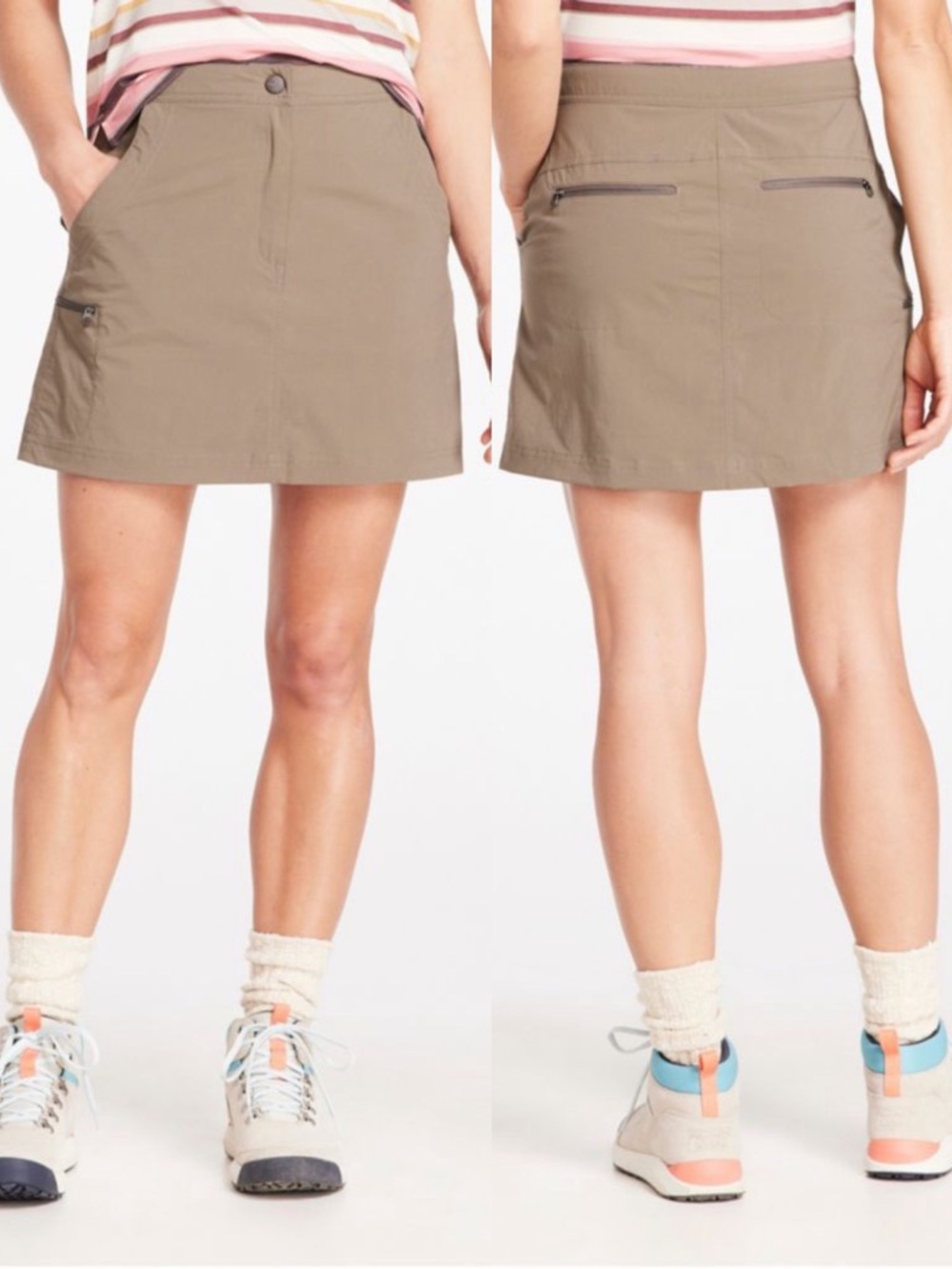 L.L. Bean Water-Repellent Comfort Trail Skort Nylon Utility Cargo Skirt Size 16